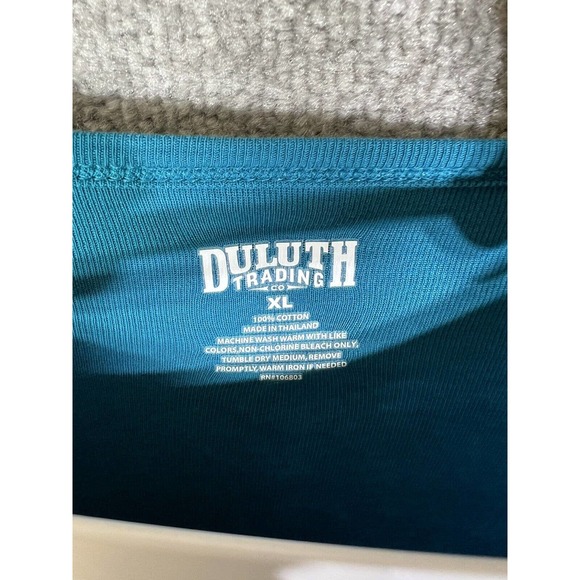 Duluth Trading Longtail Tee T-Shirt Womens XL Teal Cotton Long Sleeve Crewneck - Picture 2 of 6